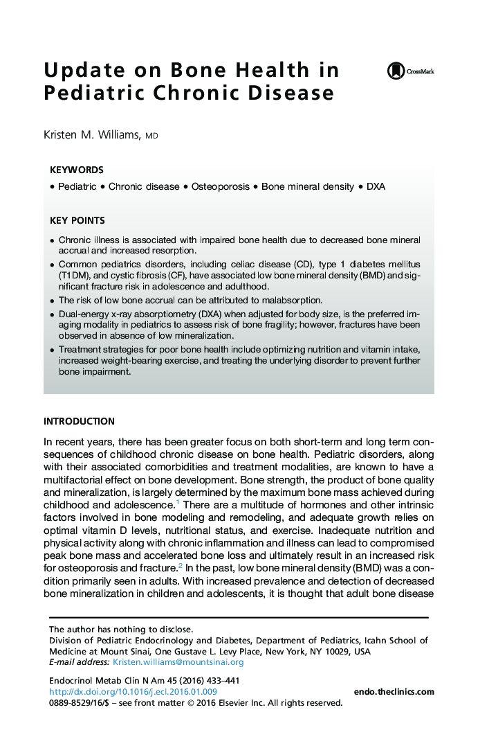 Update on Bone Health in Pediatric Chronic Disease