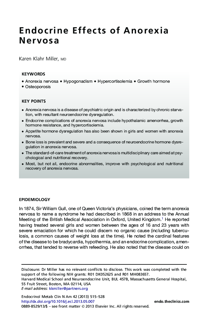 Endocrine Effects of Anorexia Nervosa