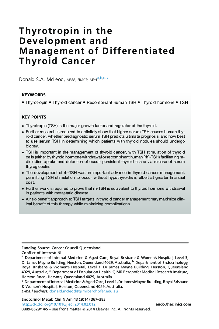 Thyrotropin in the Development and Management of Differentiated Thyroid Cancer