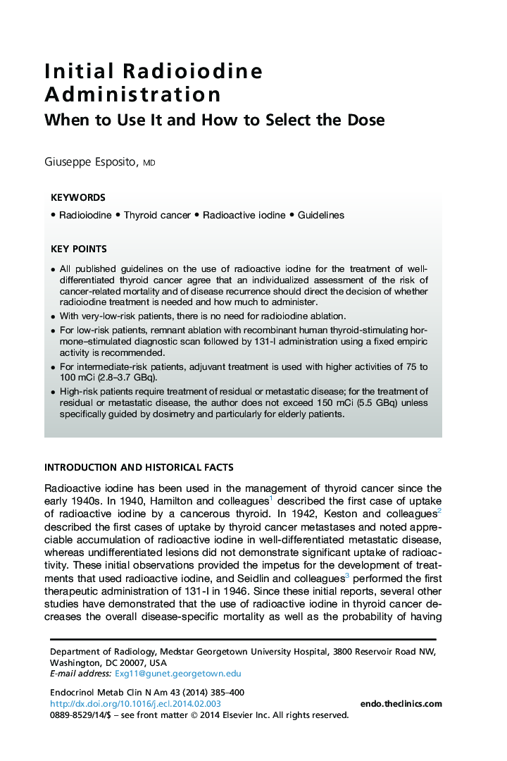 Initial Radioiodine Administration