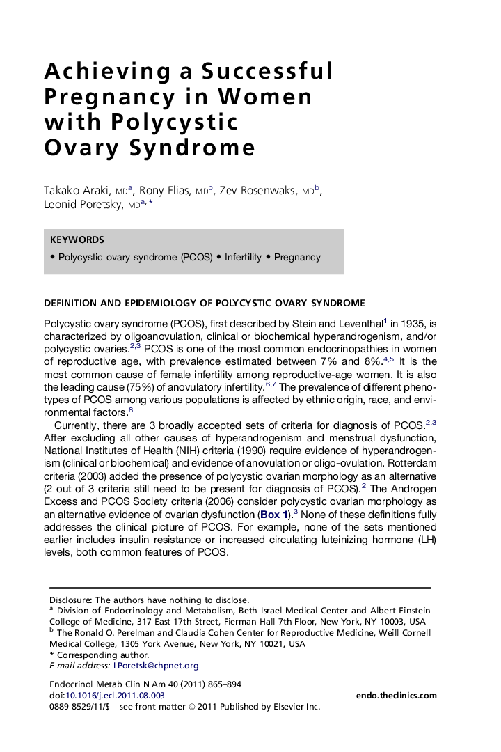 Achieving a Successful Pregnancy in Women with Polycystic Ovary Syndrome