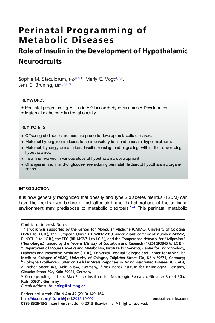 Perinatal Programming of Metabolic Diseases