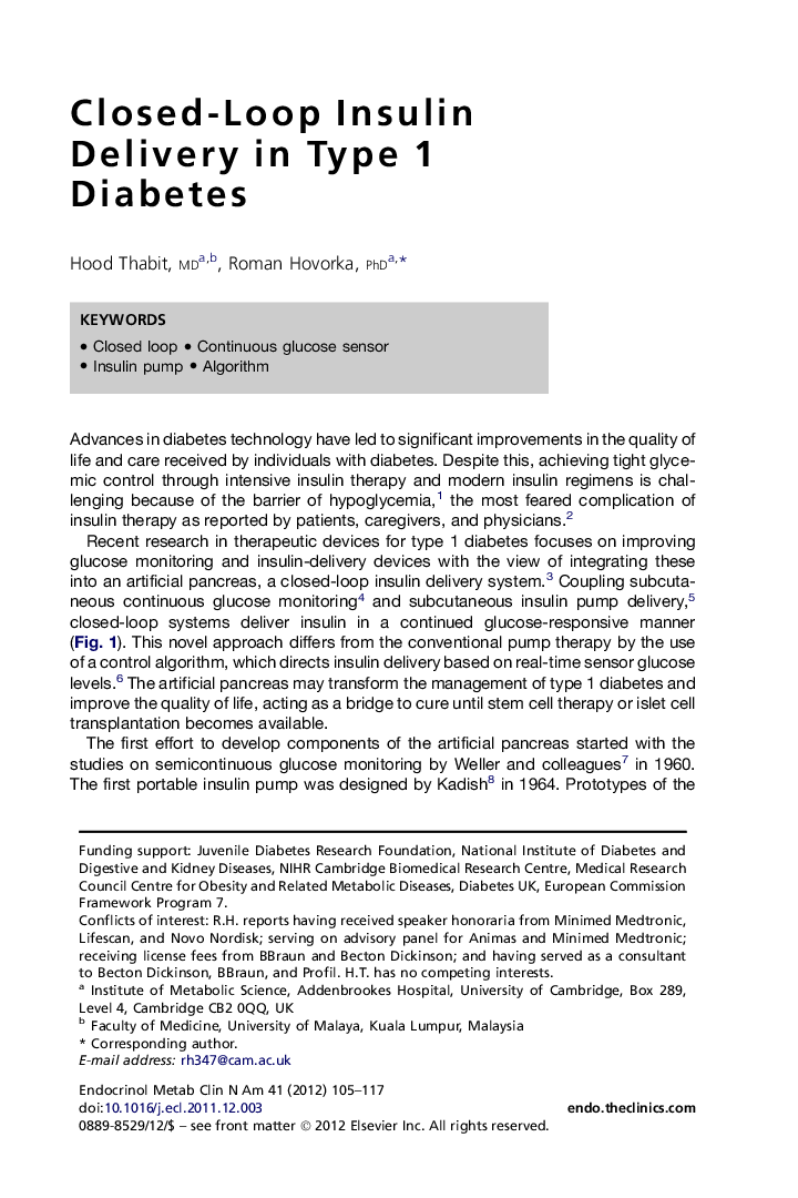 Closed-Loop Insulin Delivery in Type 1 Diabetes