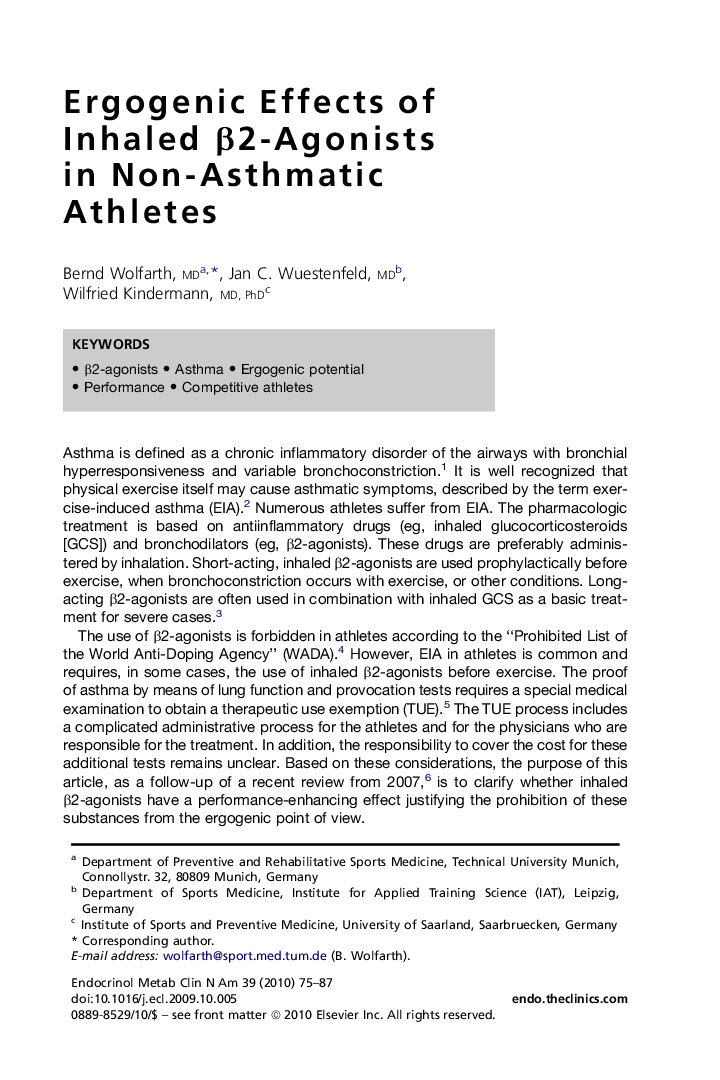 Ergogenic Effects of Inhaled Î²2-Agonists in Non-Asthmatic Athletes