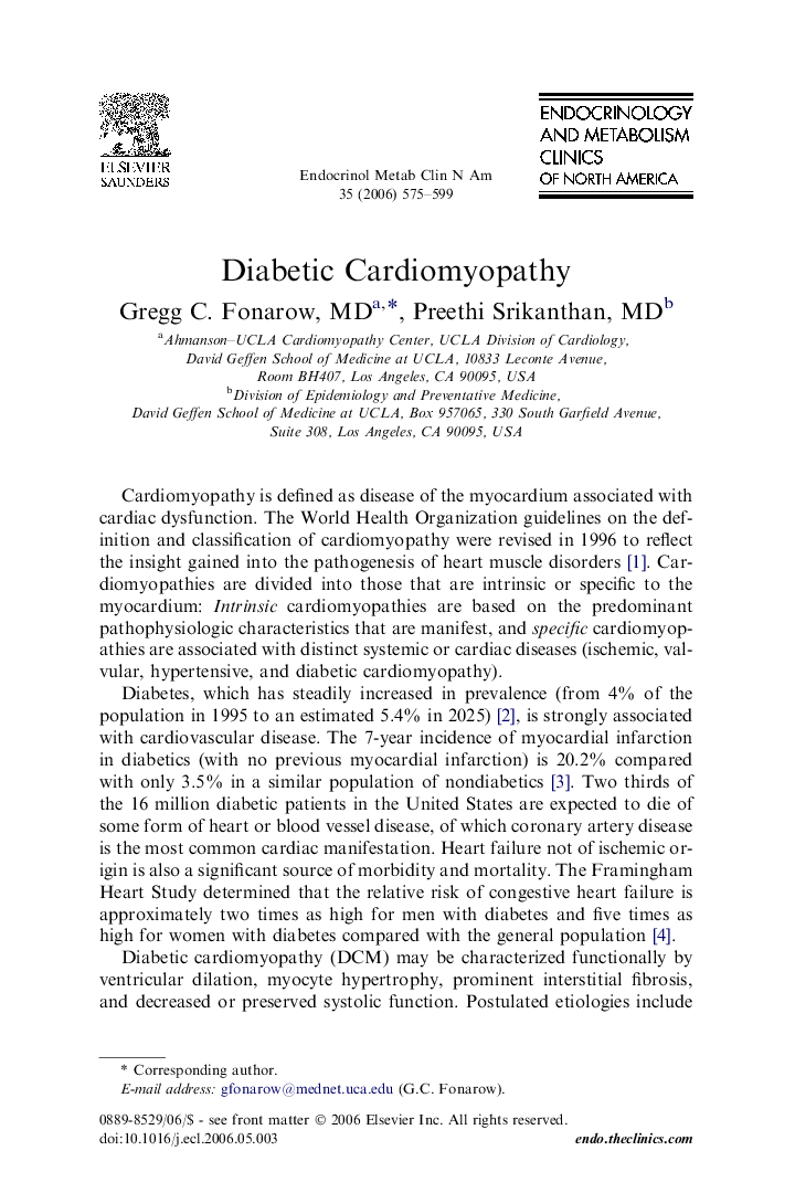 Diabetic Cardiomyopathy