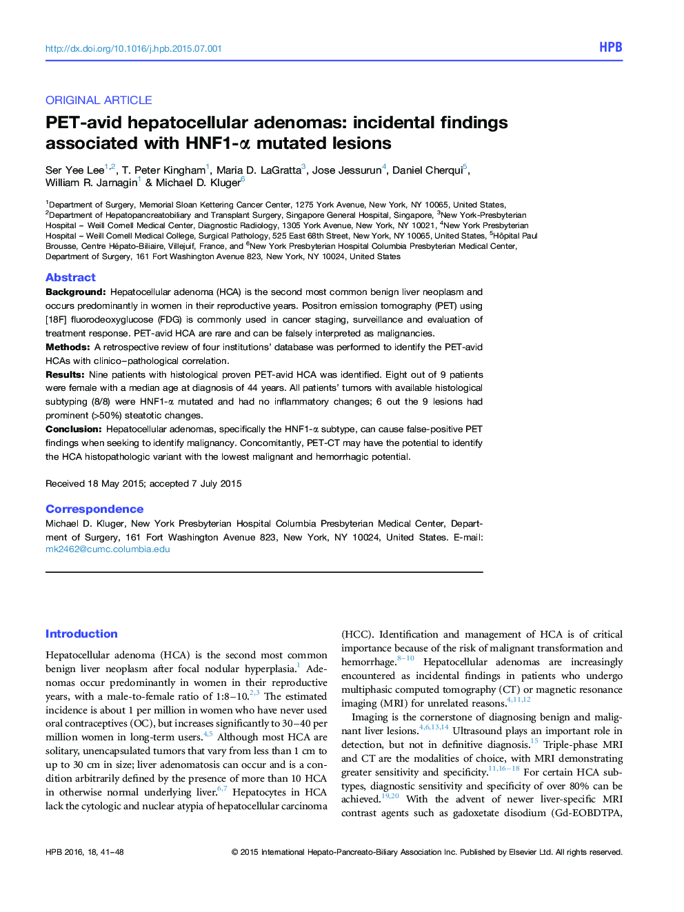 PET-avid hepatocellular adenomas: incidental findings associated with HNF1-Î± mutated lesions