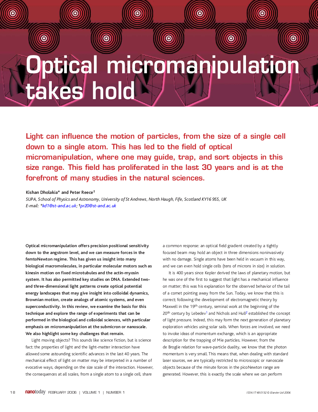 Optical micromanipulation takes hold