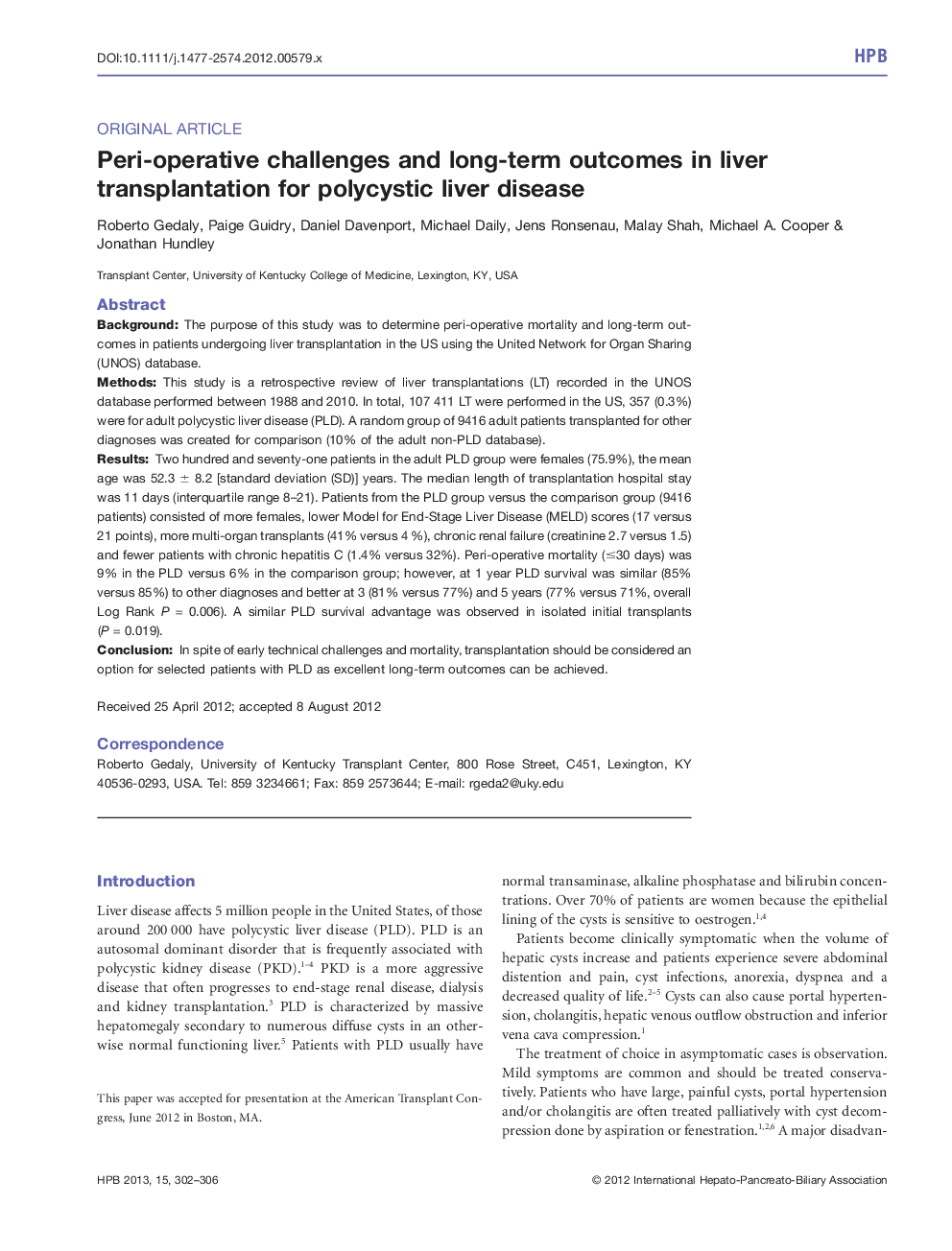 Periâoperative challenges and longâterm outcomes in liver transplantation for polycystic liver disease