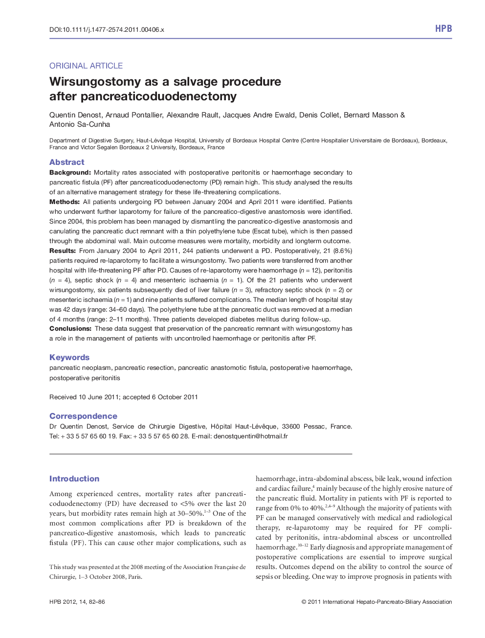 Wirsungostomy as a salvage procedure after pancreaticoduodenectomy