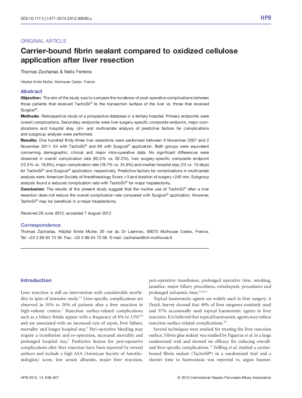 Carrierâbound fibrin sealant compared to oxidized cellulose application after liver resection