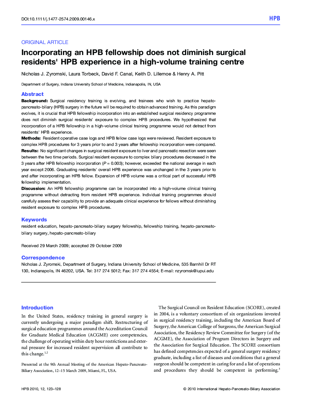 Incorporating an HPB fellowship does not diminish surgical residents' HPB experience in a high-volume training centre