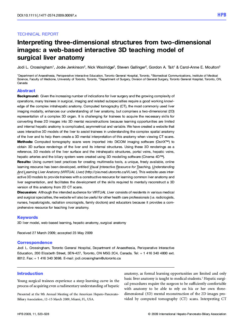 Interpreting three-dimensional structures from two-dimensional images: a web-based interactive 3D teaching model of surgical liver anatomy