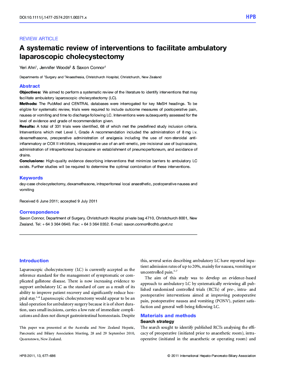 A systematic review of interventions to facilitate ambulatory laparoscopic cholecystectomy