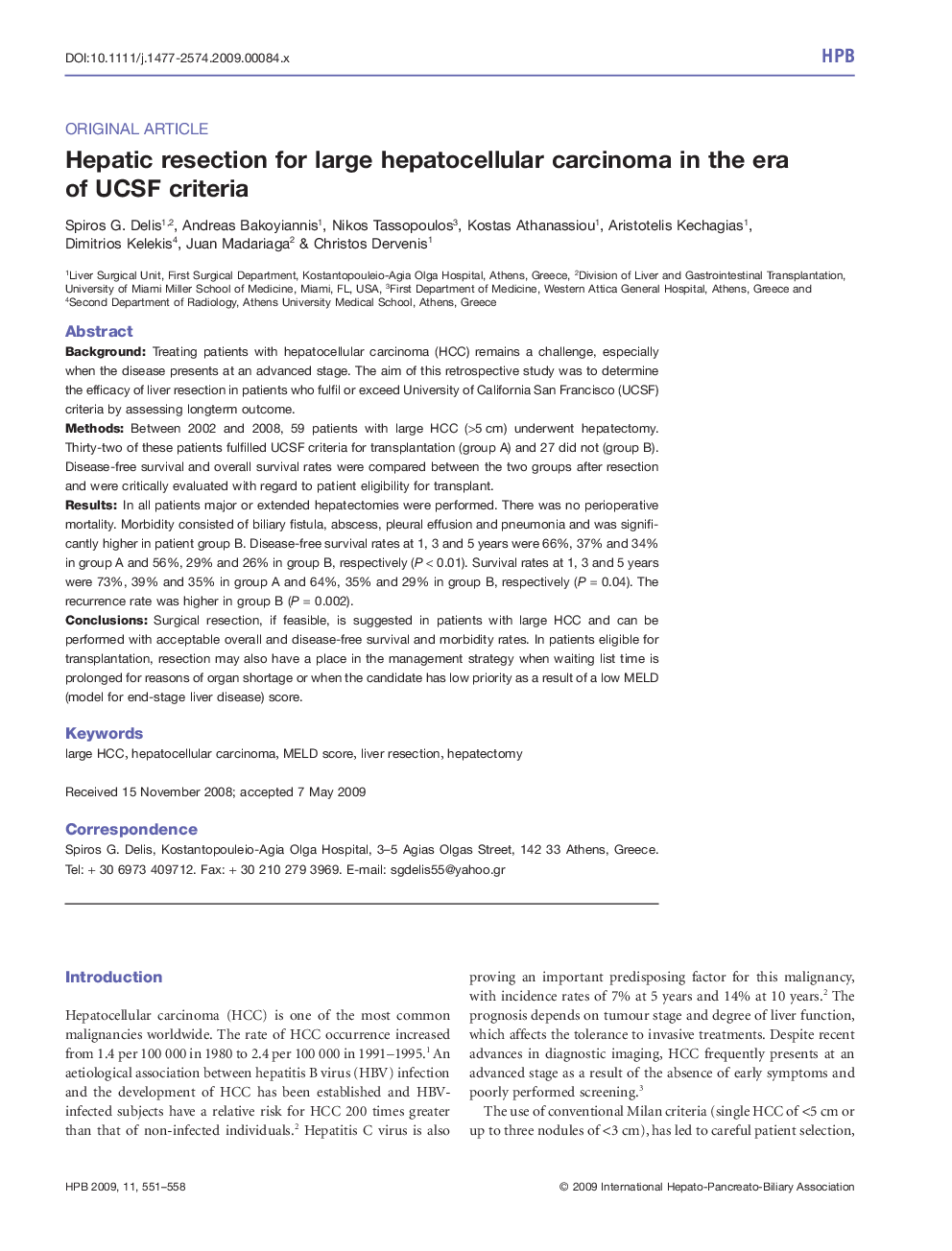 Hepatic resection for large hepatocellular carcinoma in the era of UCSF criteria