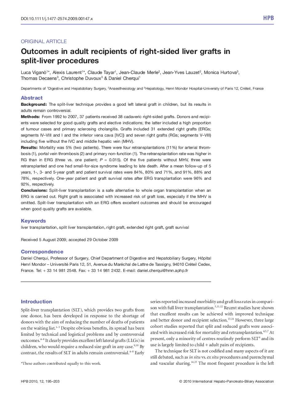 Outcomes in adult recipients of right-sided liver grafts in split-liver procedures