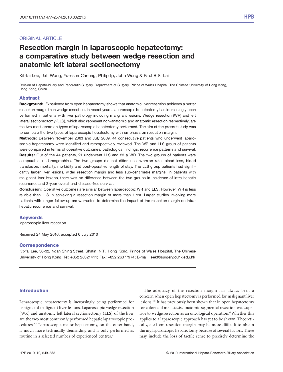 Resection margin in laparoscopic hepatectomy: a comparative study between wedge resection and anatomic left lateral sectionectomy