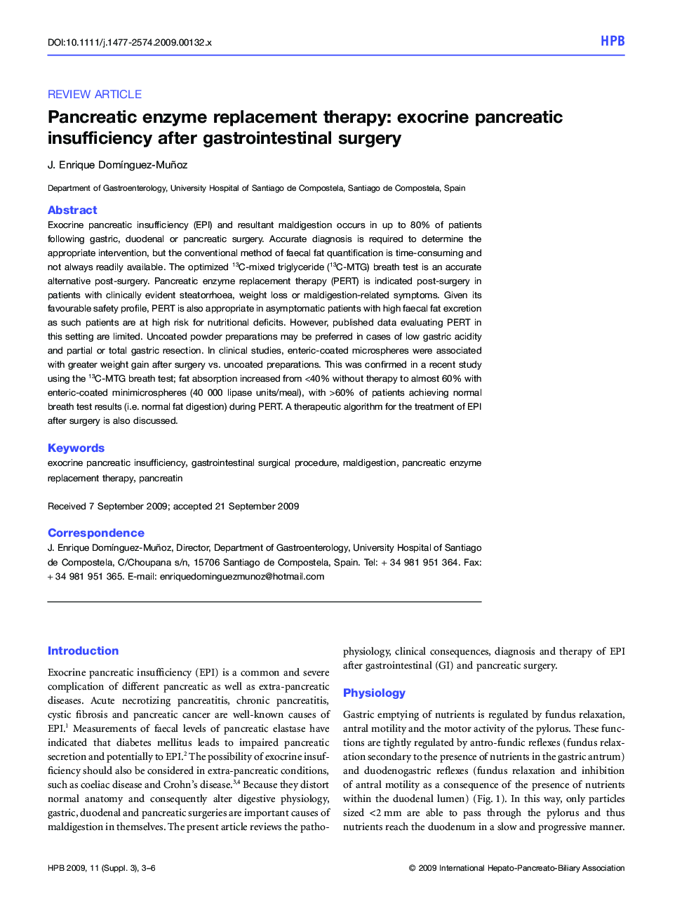 Pancreatic enzyme replacement therapy: exocrine pancreatic insufficiency after gastrointestinal surgery