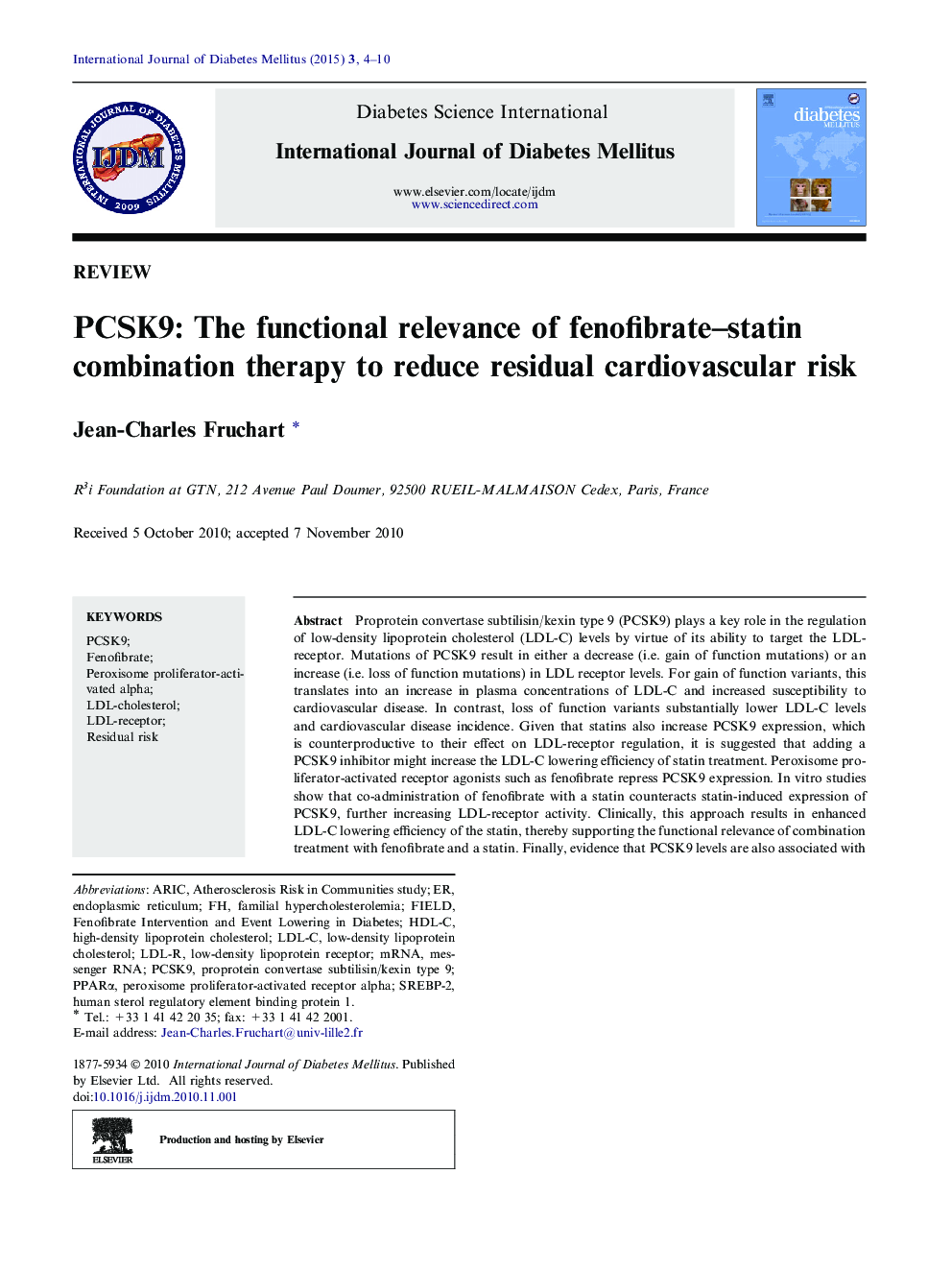 PCSK9: The functional relevance of fenofibrate–statin combination therapy to reduce residual cardiovascular risk