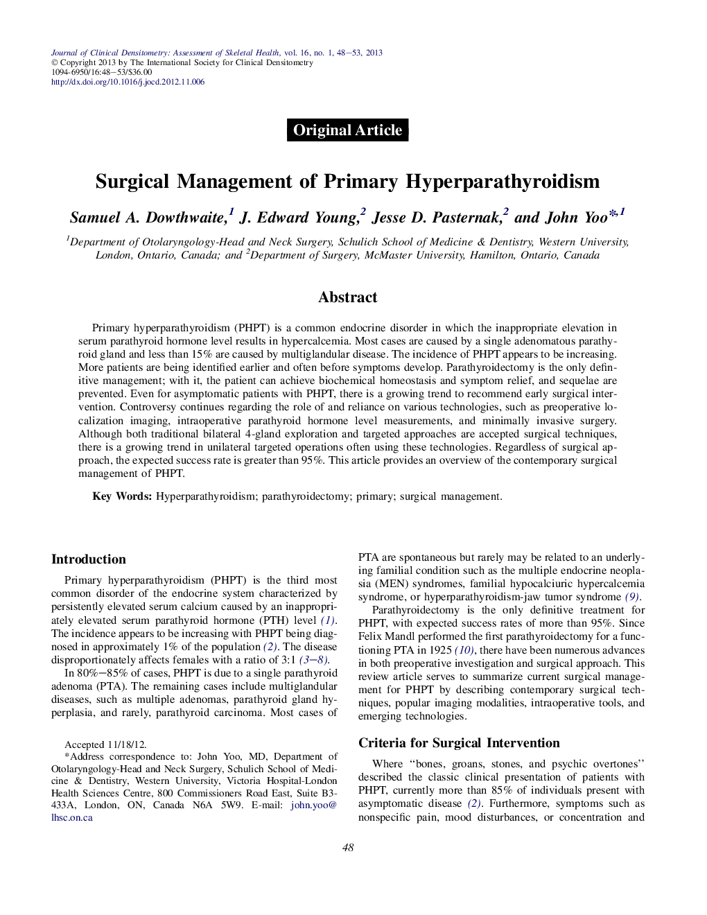 Surgical Management of Primary Hyperparathyroidism