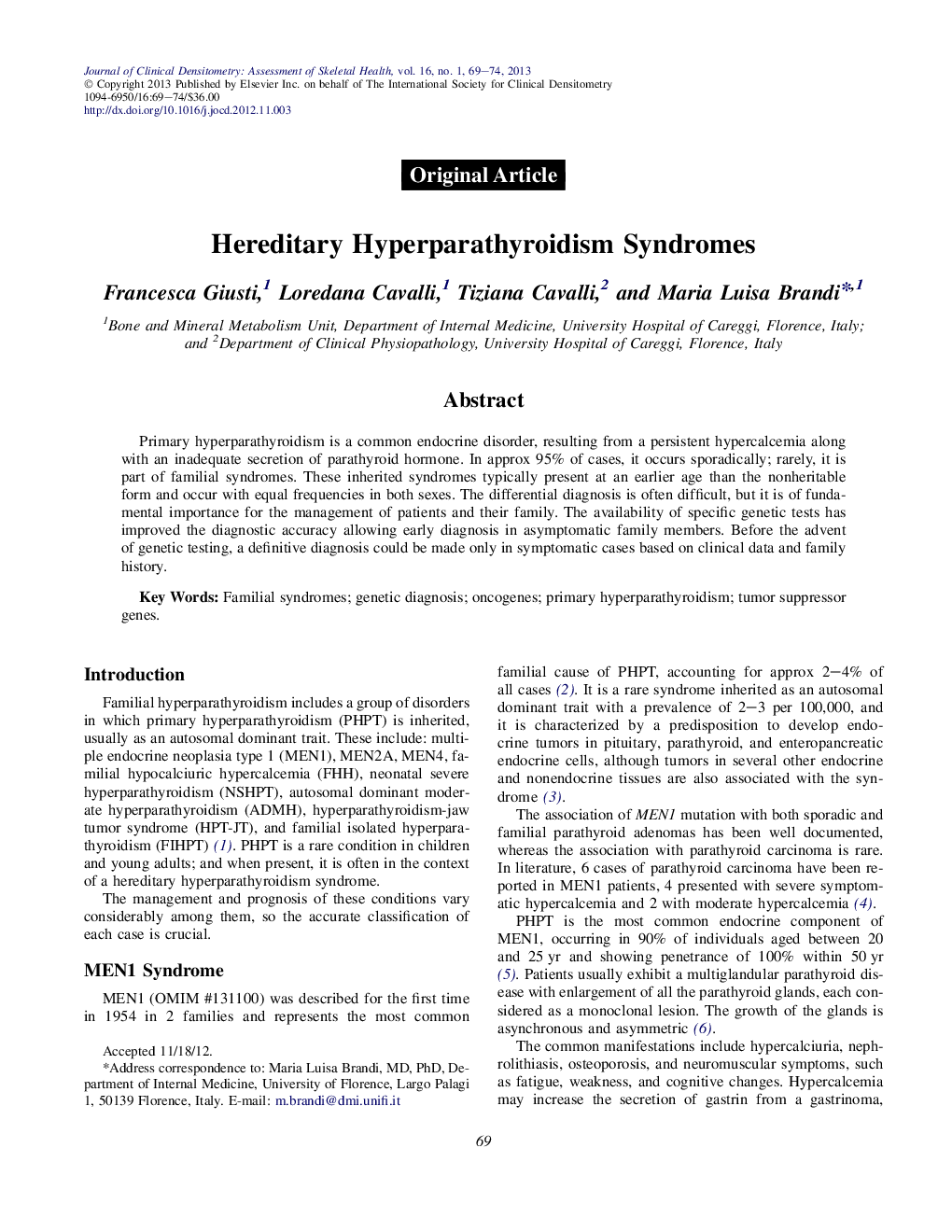 Hereditary Hyperparathyroidism Syndromes