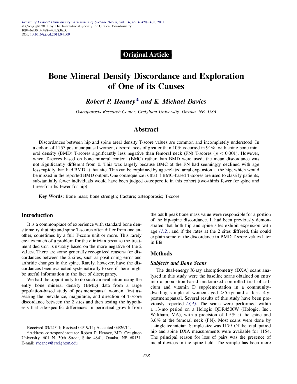 Bone Mineral Density Discordance and Exploration of One of its Causes