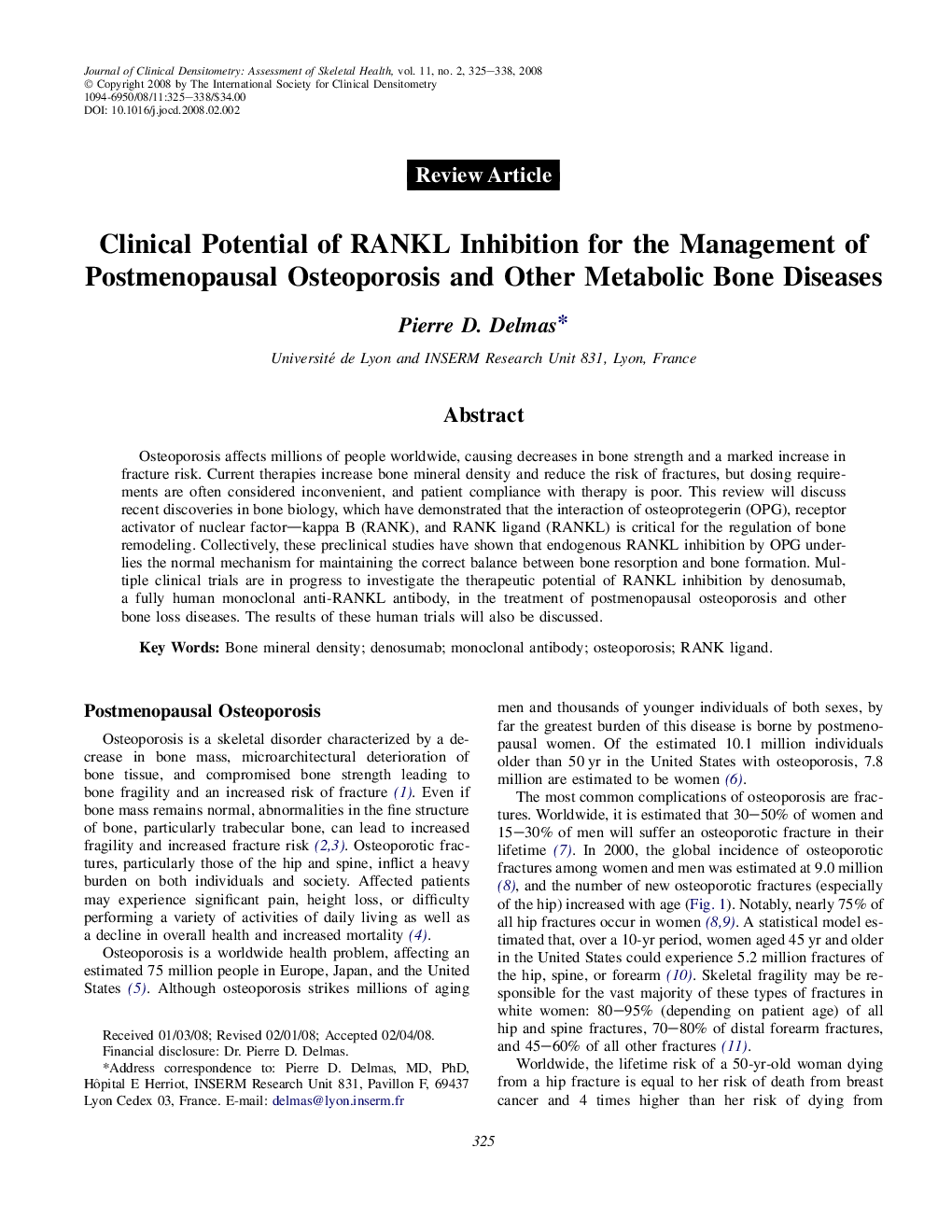 Clinical Potential of RANKL Inhibition for the Management of Postmenopausal Osteoporosis and Other Metabolic Bone Diseases