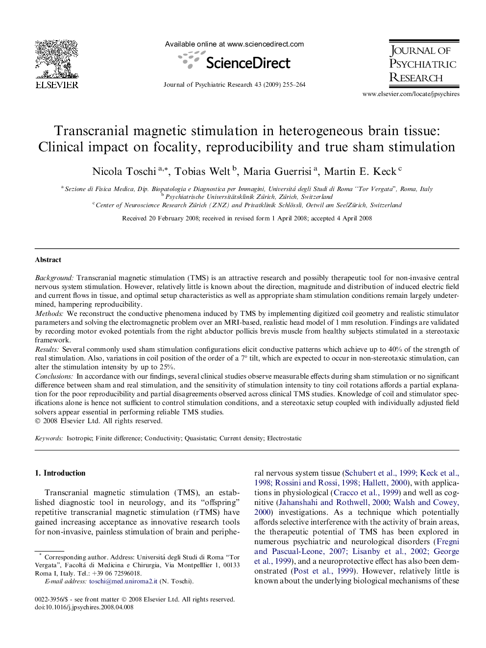 Transcranial magnetic stimulation in heterogeneous brain tissue: Clinical impact on focality, reproducibility and true sham stimulation