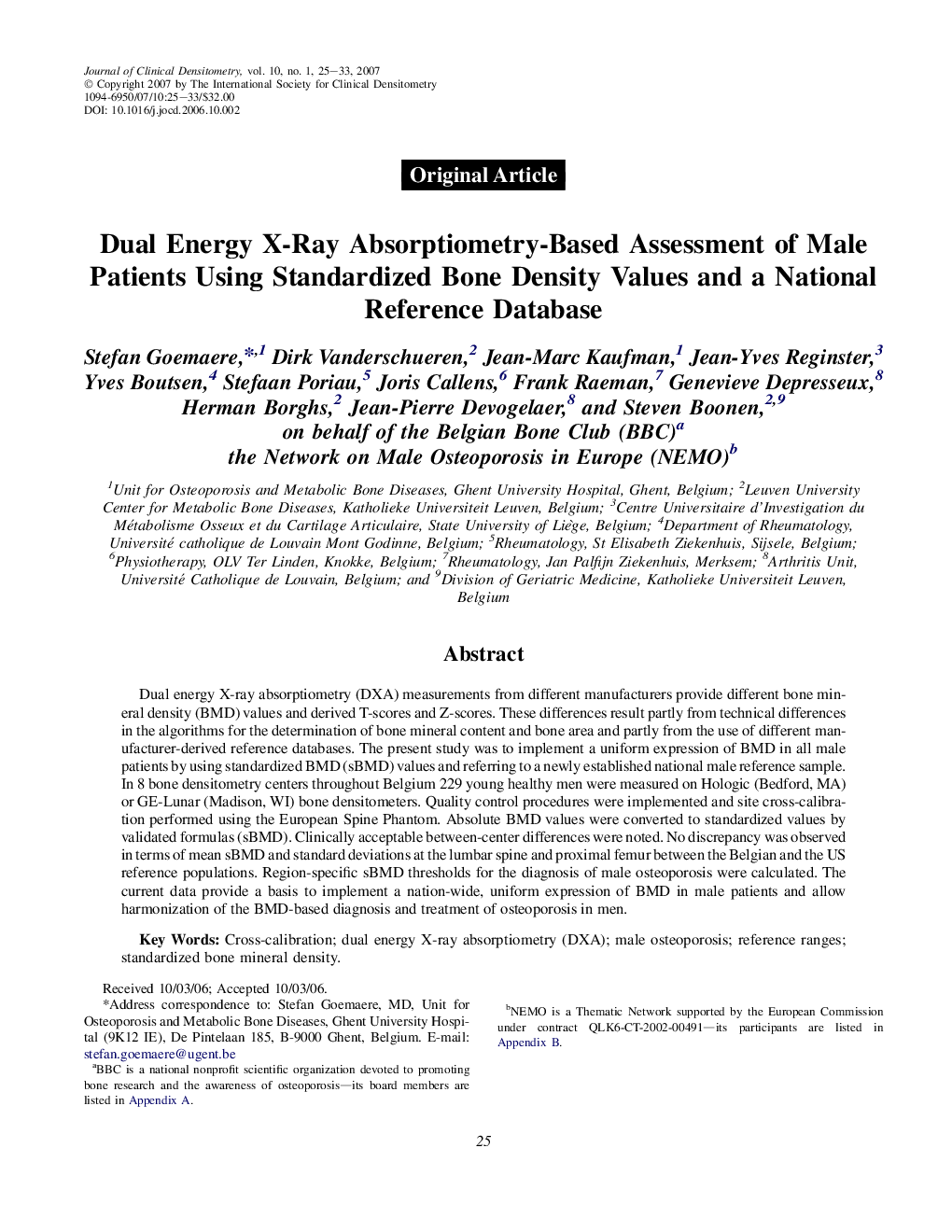 Dual Energy X-Ray Absorptiometry-Based Assessment of Male Patients Using Standardized Bone Density Values and a National Reference Database