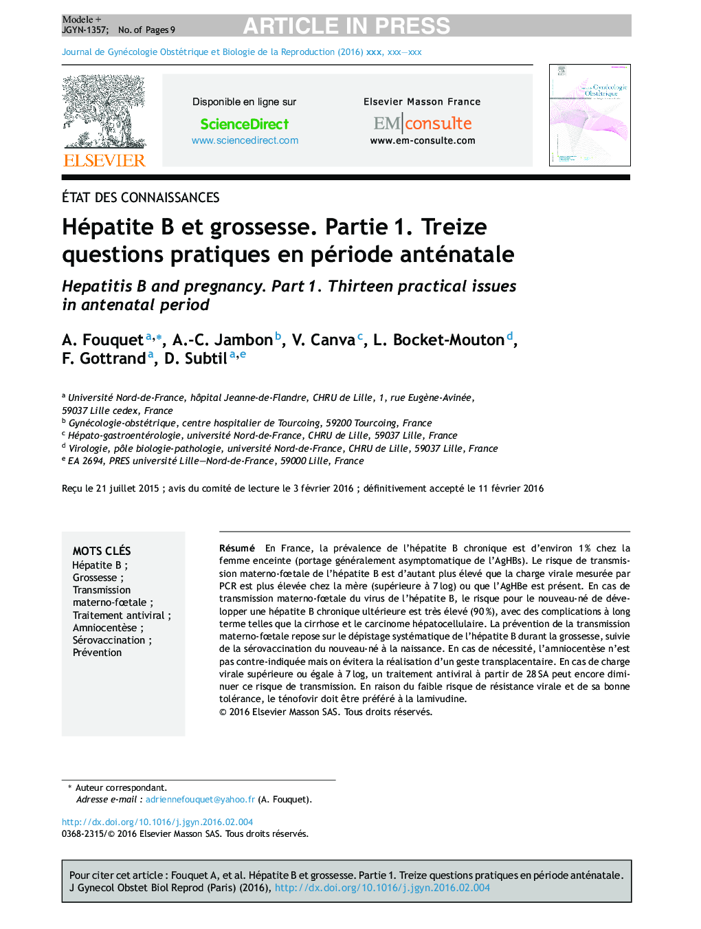 Hépatite B et grossesse. PartieÂ 1. Treize questions pratiques en période anténatale