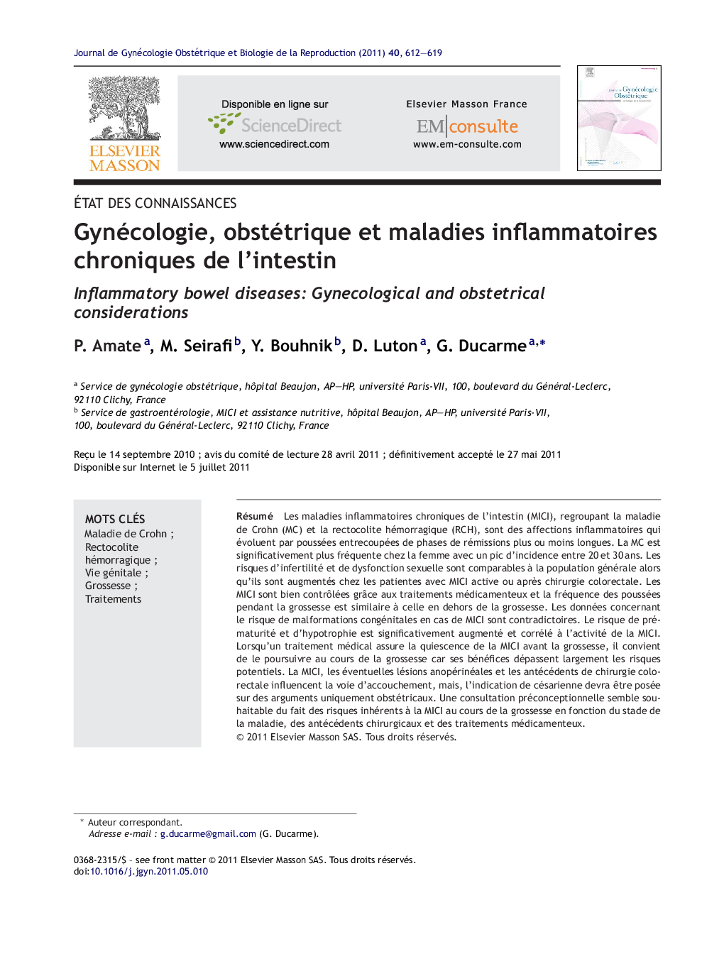 Gynécologie, obstétrique et maladies inflammatoires chroniques de l'intestin