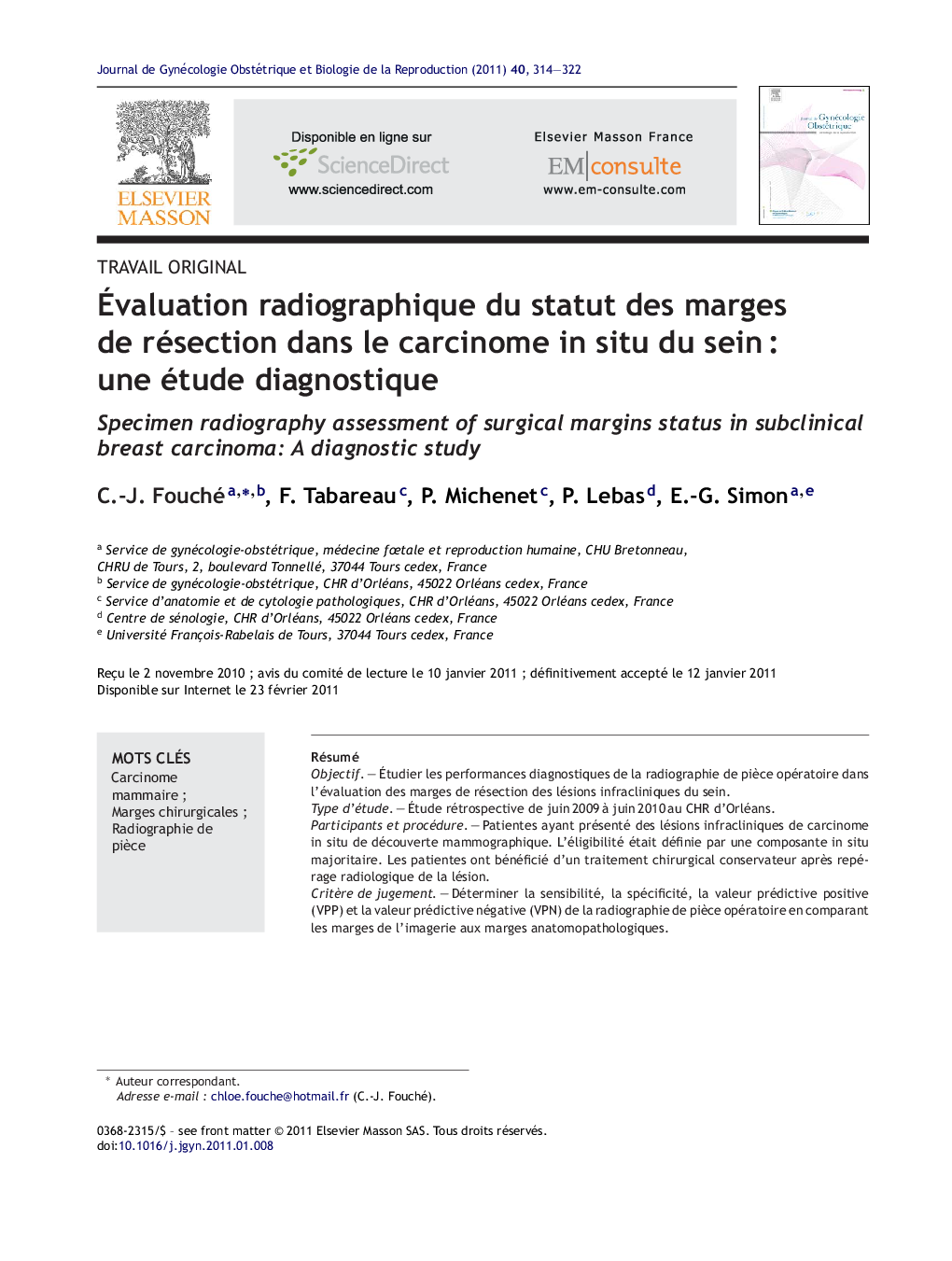 Ãvaluation radiographique du statut des marges de résection dans le carcinome in situ du seinÂ : une étude diagnostique