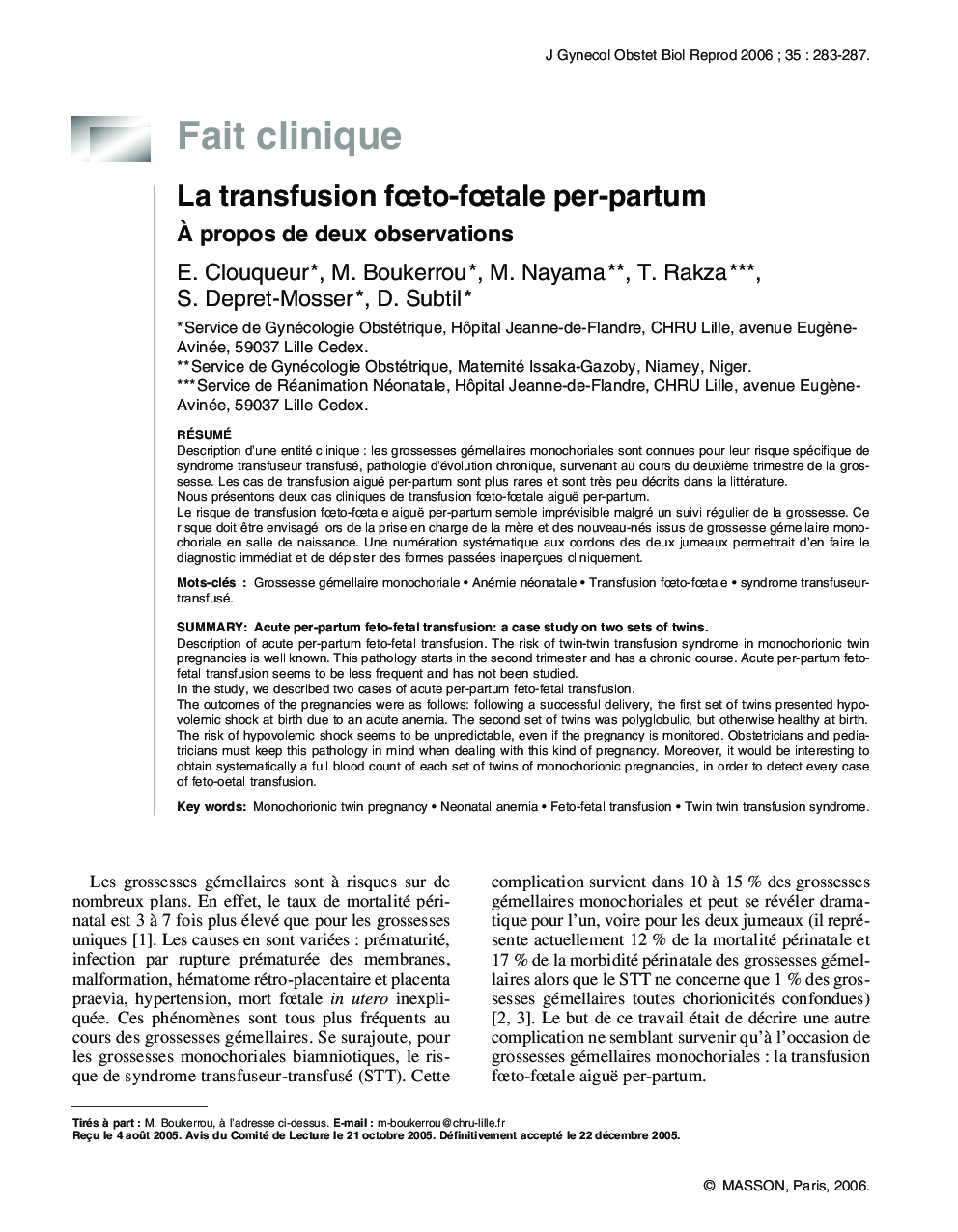 La transfusion fÅto-fÅtale per-partum