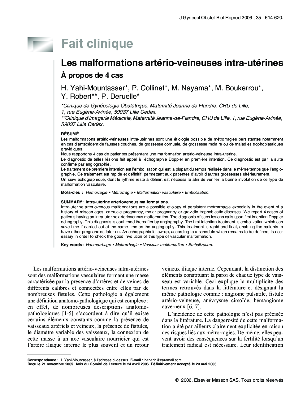 Les malformations artério-veineuses intra-utérines