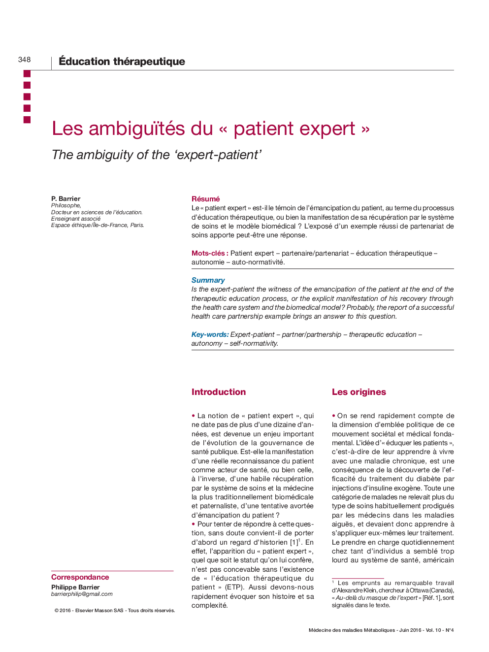 Les ambiguïtés du Â« patient expert Â»