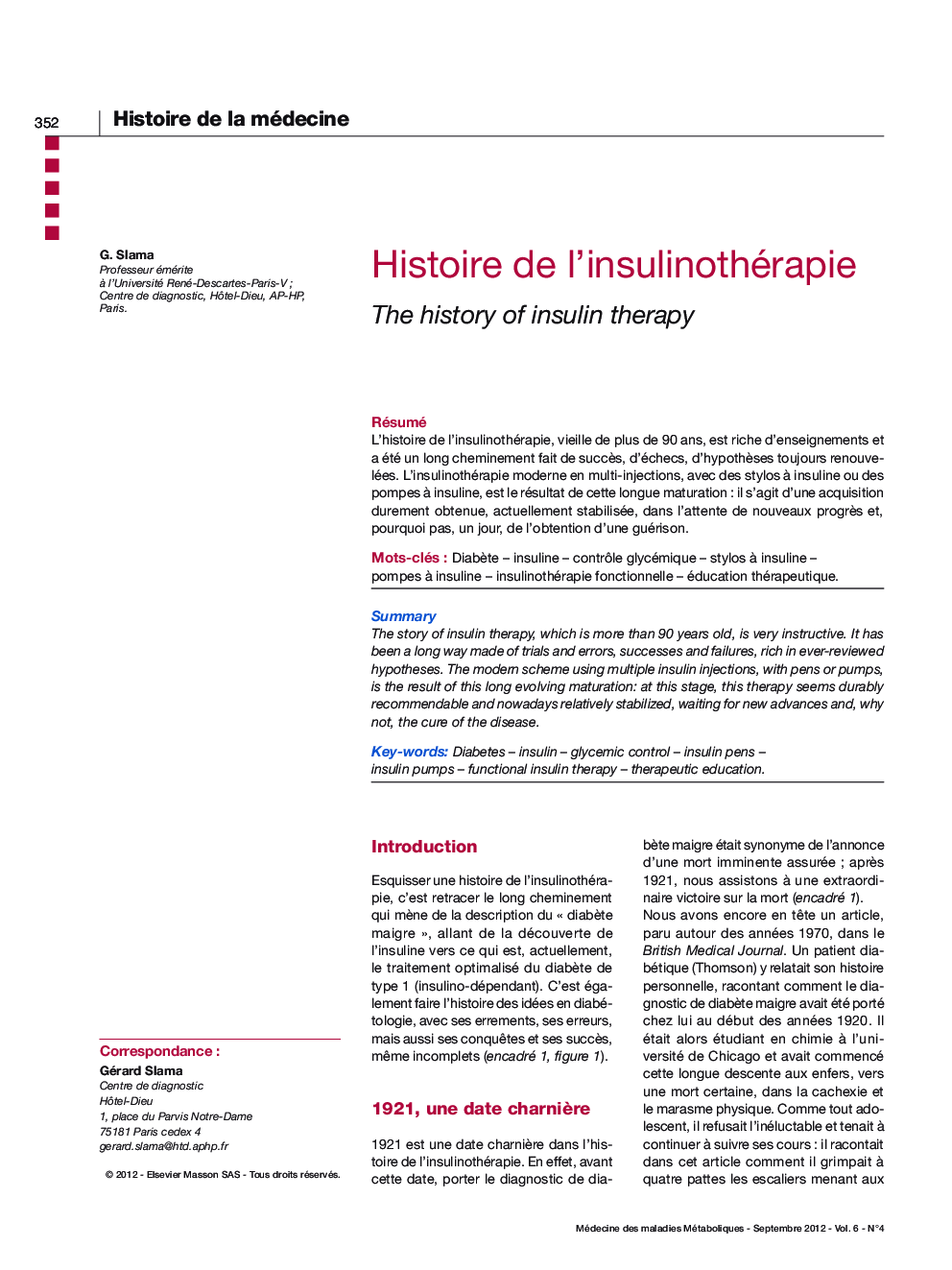 Histoire de l'insulinothérapie