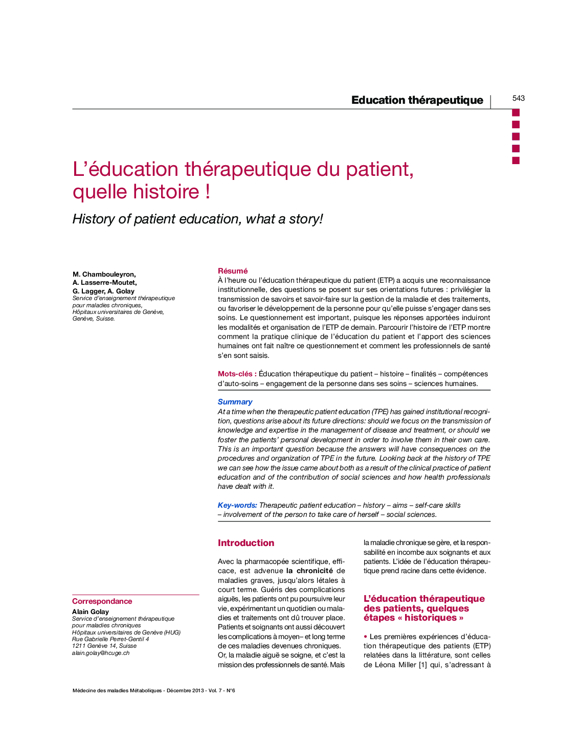 L'éducation thérapeutique du patient, quelle histoire!