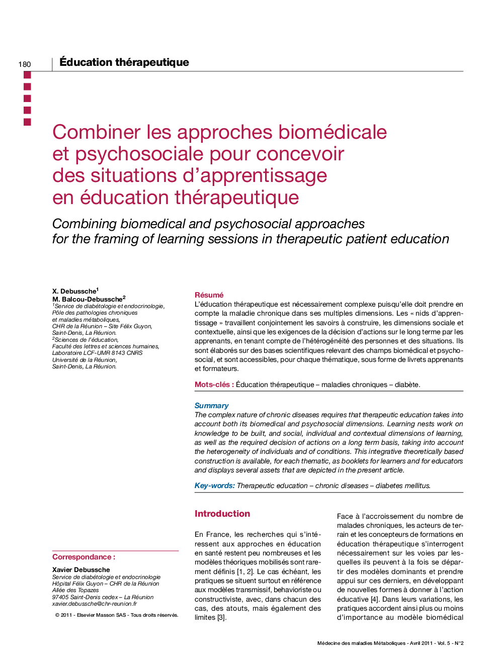 Combiner les approches biomédicale et psychosociale pour concevoir des situations d'apprentissage en éducation thérapeutique