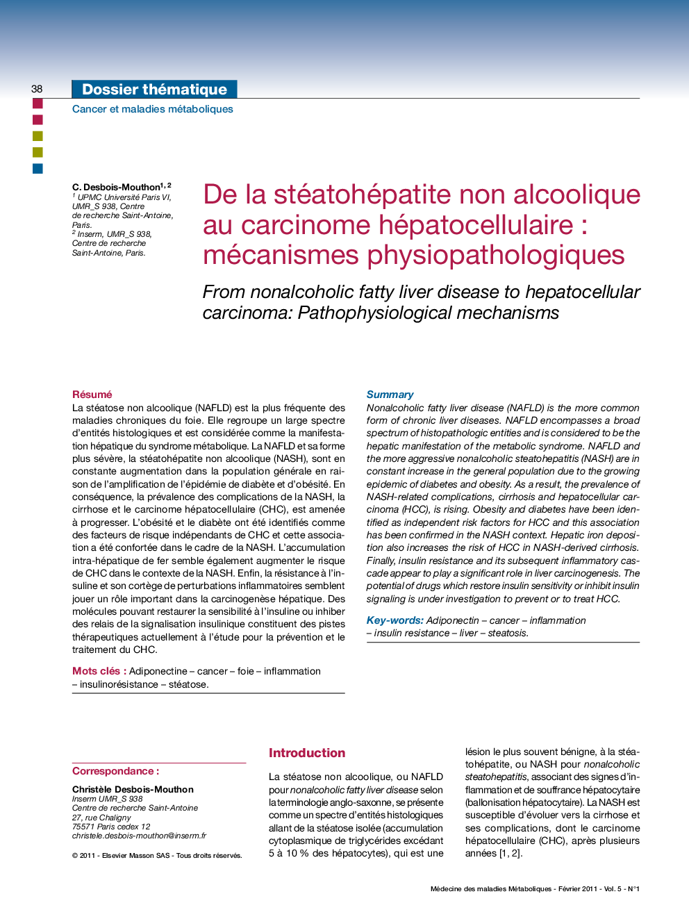 De la stéatohépatite non alcoolique au carcinome hépatocellulaireÂ : mécanismes physiopathologiques