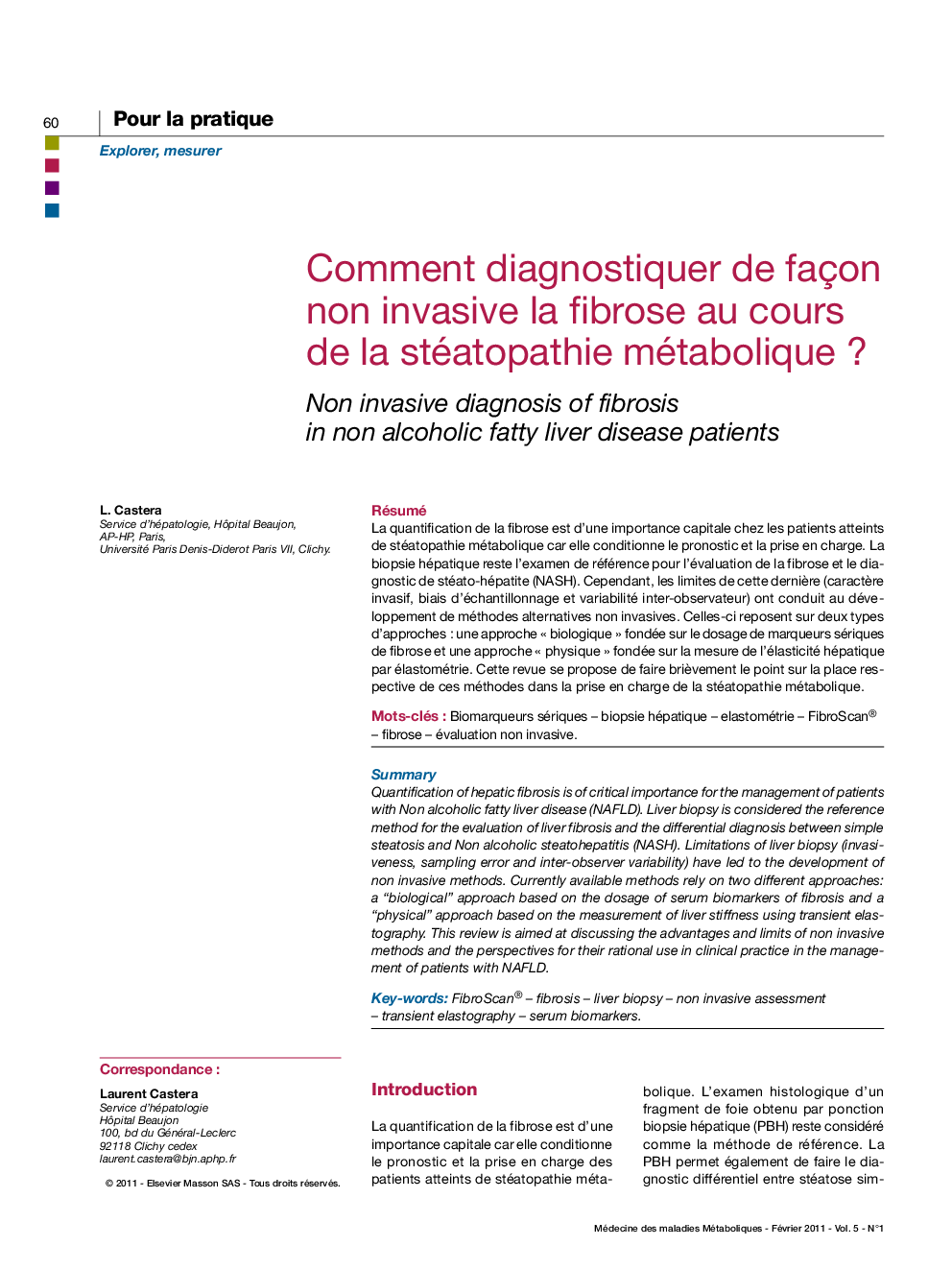 Comment diagnostiquer de façon non invasive la fibrose au cours de la stéatopathie métaboliqueÂ ?