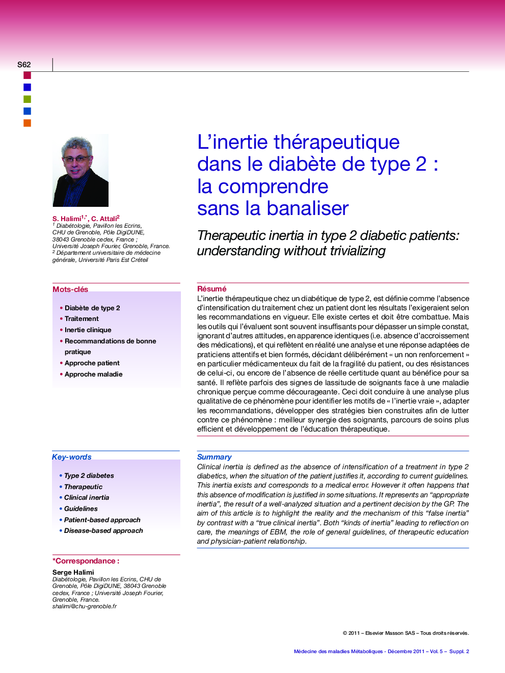 L'inertie thérapeutique dans le diabÃ¨te de type 2 : la comprendre sans la banaliser