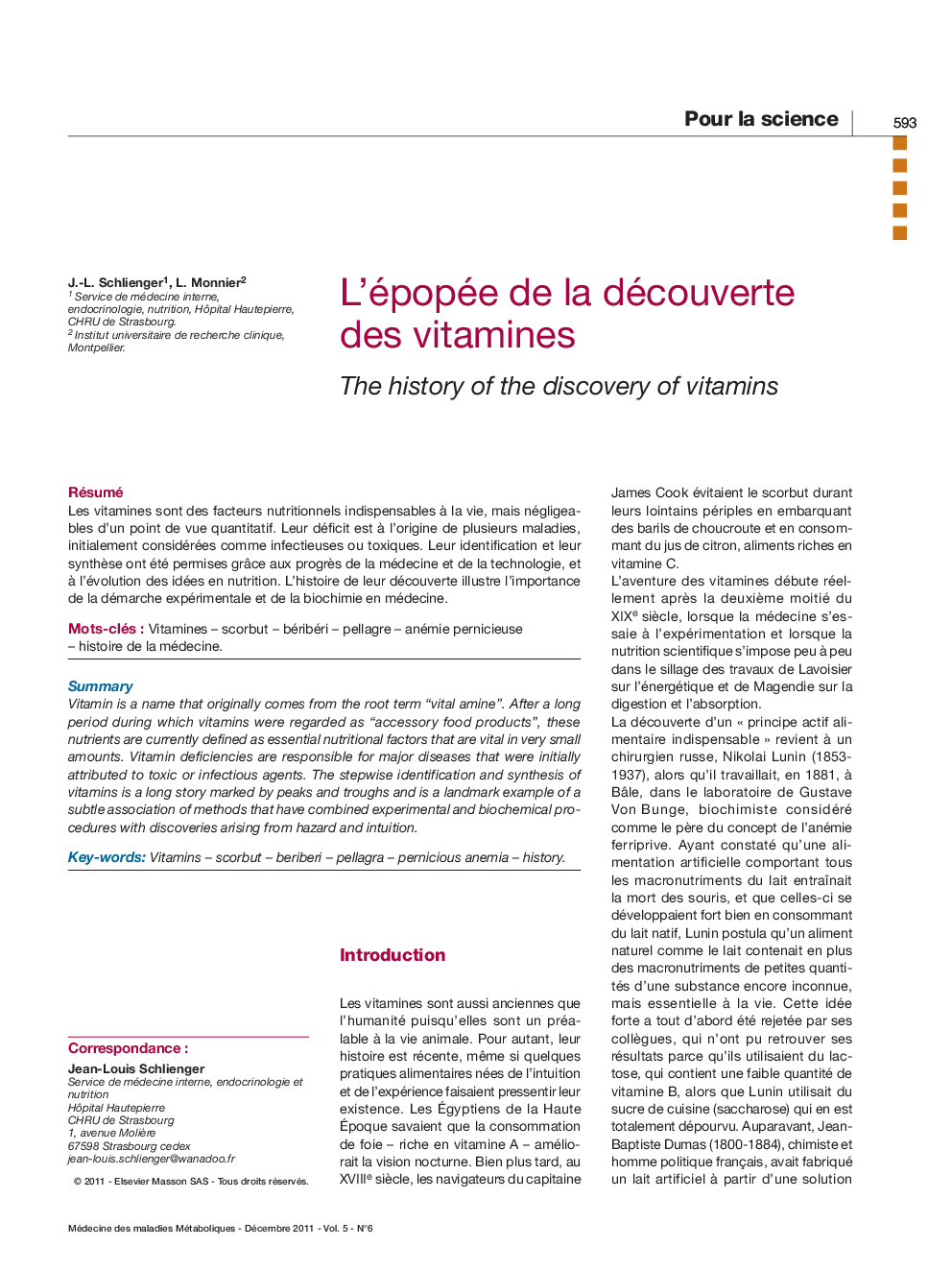 L'épopée de la découverte des vitamines