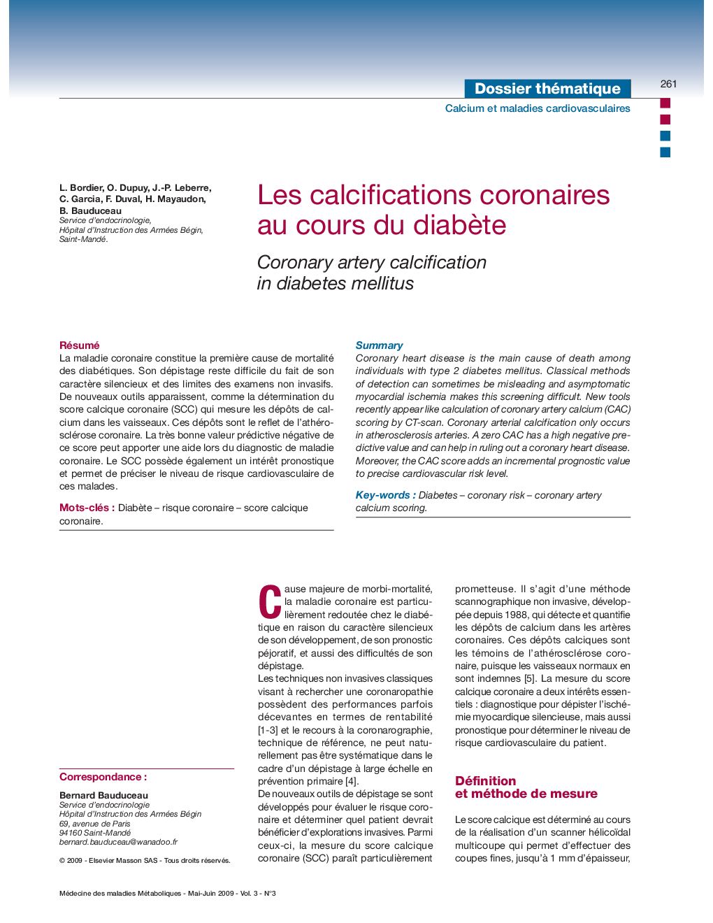 Les calcifications coronaires au cours du diabÃ¨te