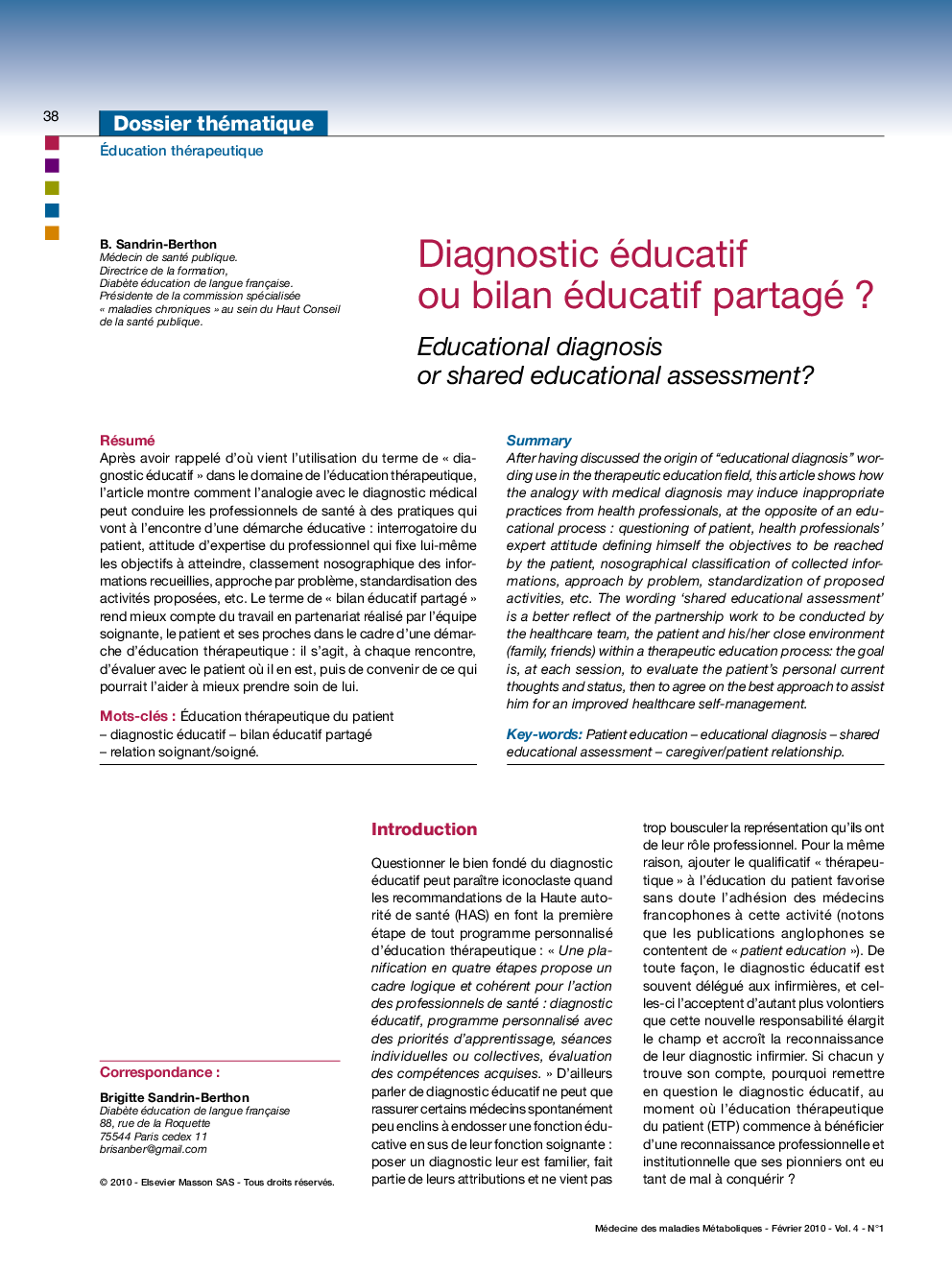 Diagnostic éducatif ou bilan éducatif partagéÂ ?