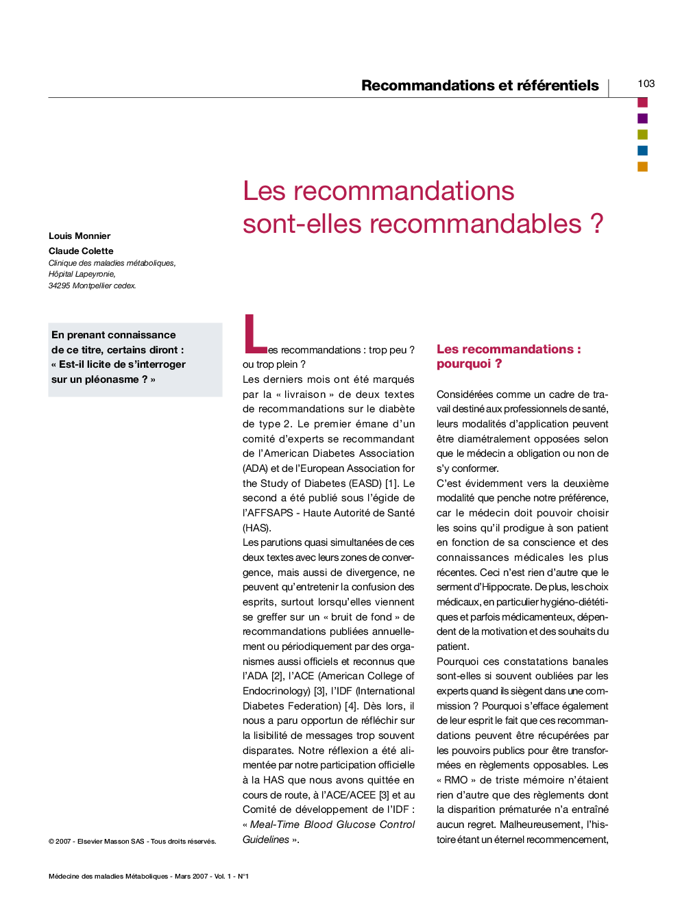 Les recommandationssont-elles recommandables ?