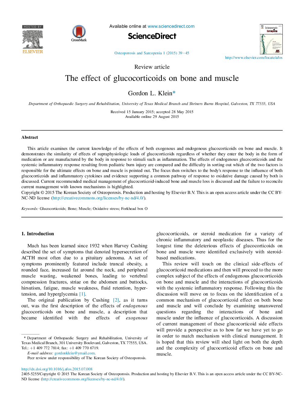 The effect of glucocorticoids on bone and muscle 