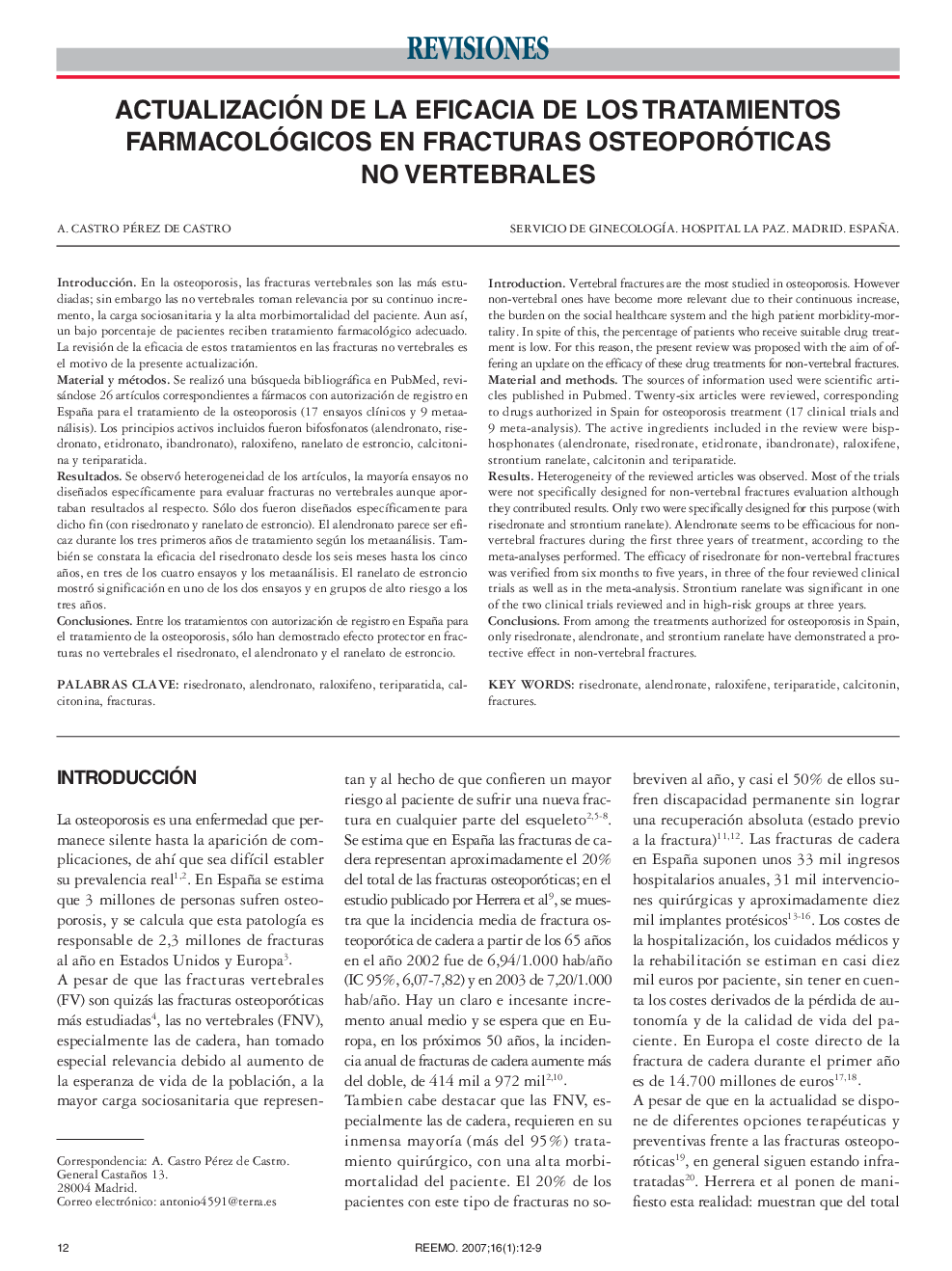 Actualización de la eficacia de los tratamientos farmacológicos en fracturas osteoporóticas no vertebrales