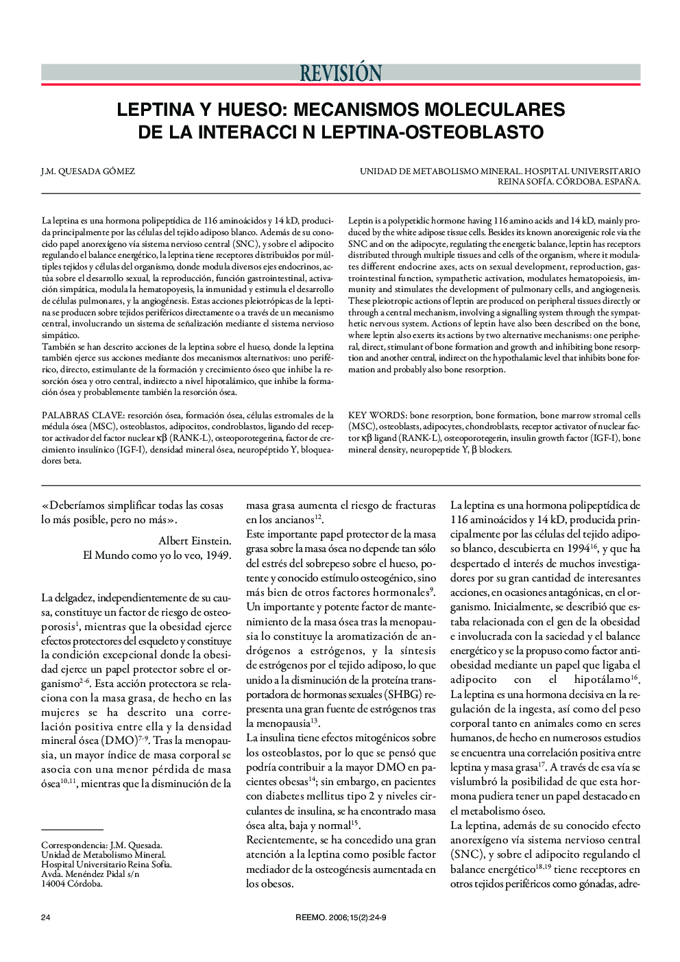 Leptina y hueso: mecanismos moleculares de la interacci n leptina-osteoblasto