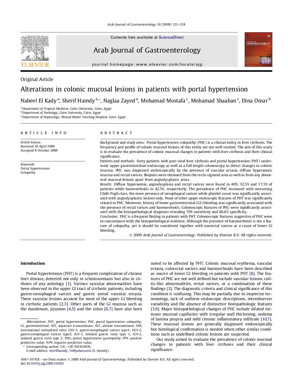 Alterations in colonic mucosal lesions in patients with portal hypertension