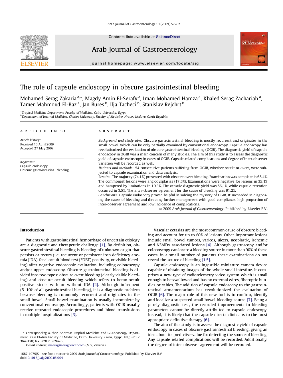 The role of capsule endoscopy in obscure gastrointestinal bleeding