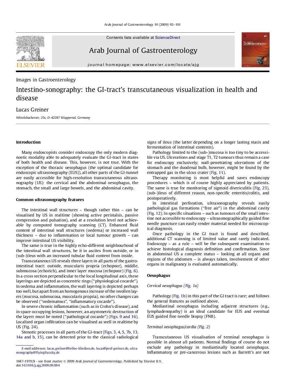 Intestino-sonography: the GI-tract's transcutaneous visualization in health and disease